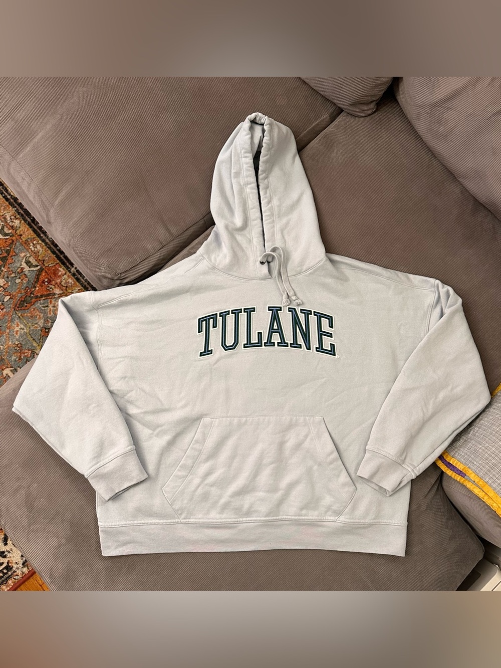 Tulane Green Wave Embroidered Champion Hoodie Grey Size XL